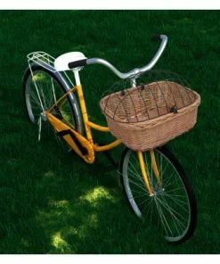 VidaXL Panier Avant De Vélo Avec Couvercle 50x45x35 Cm Saule Naturel