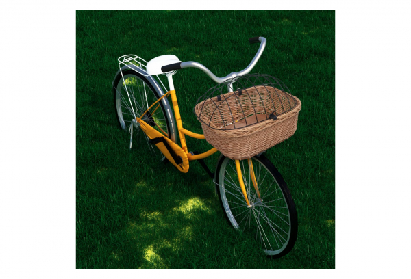 VidaXL Panier Avant De Vélo Avec Couvercle 50x45x35 Cm Saule Naturel