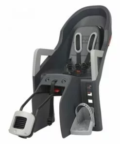PORTE BEBE-SIEGE ENFANT ARRIERE POLISPORT A FIXER SUR CADRE GUPPY MAX GRIS COUSSIN GRIS (9 A 22Kgs) HOMOLOGUE EN 14344